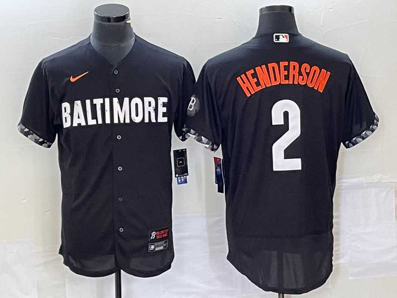 Mens Baltimore Orioles #2 Gunnar Henderson Black 2023 City Connect Flex Base Stitched Jersey->baltimore orioles->MLB Jersey